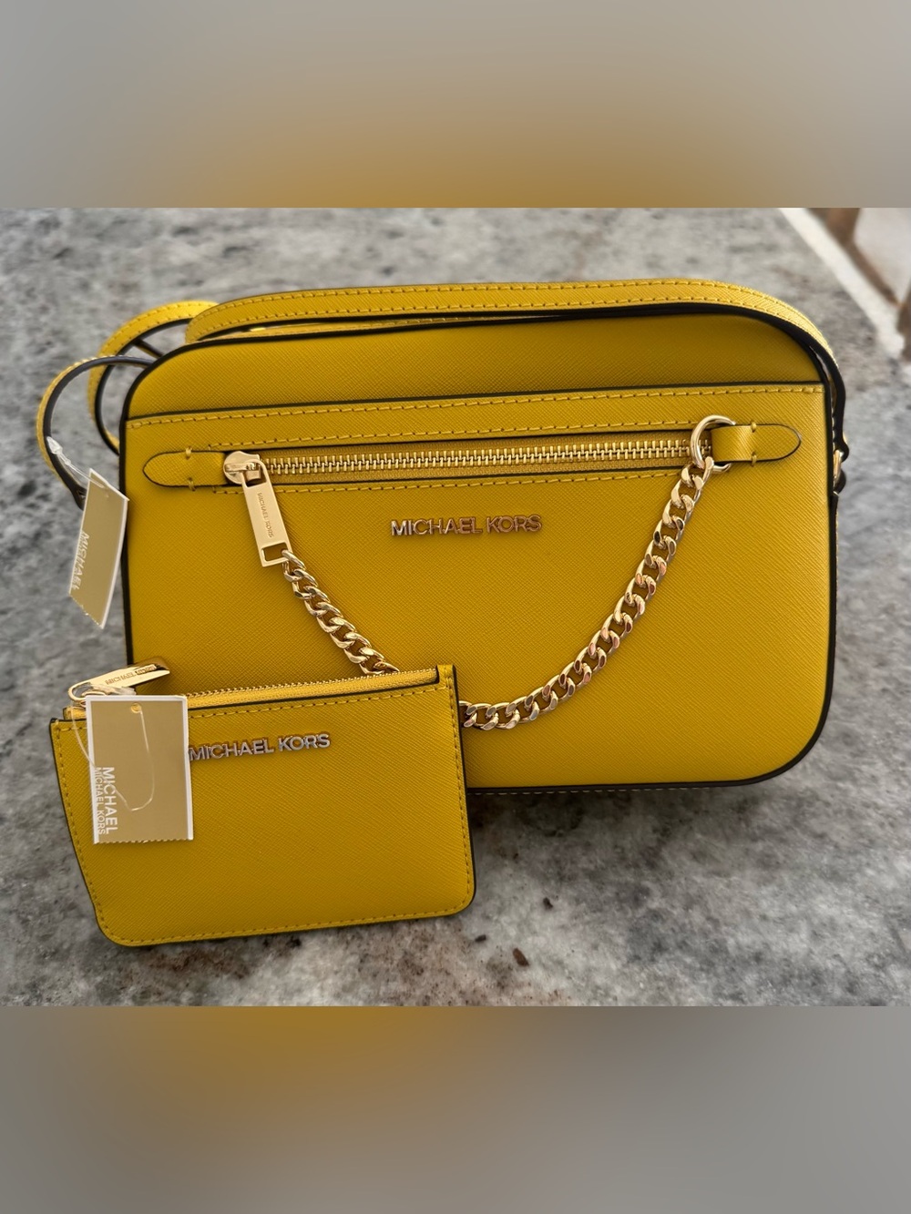 Michael Kors Large Jet Set Crossbody
With Matching Card:Coin Pouch - NWT Yellow